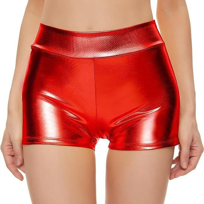 Damen Glänzende Sportshorts mit hohem Bund W&W