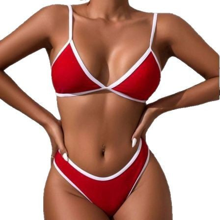 Damen Triangel-Bikini mit farblich abgesetztem Rand W&W