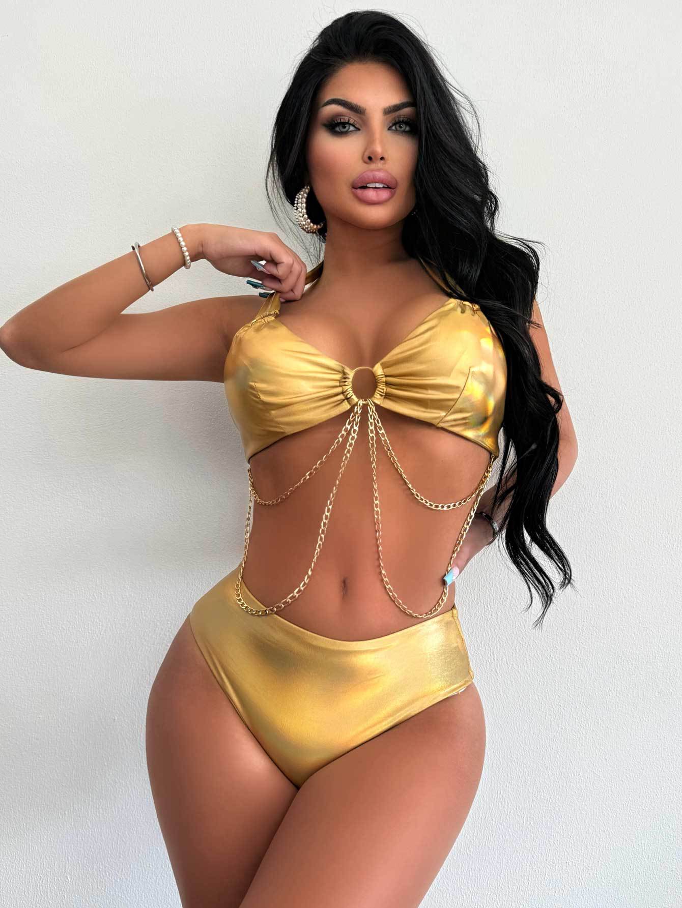 Damen Eleganter Bikini mit Kettenakzent W&W
