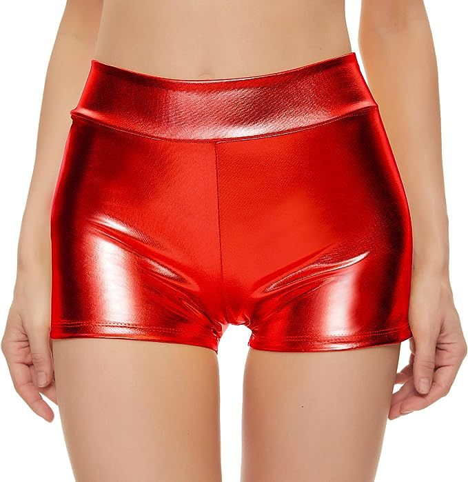 Damen Glänzende Sportshorts mit hohem Bund W&W