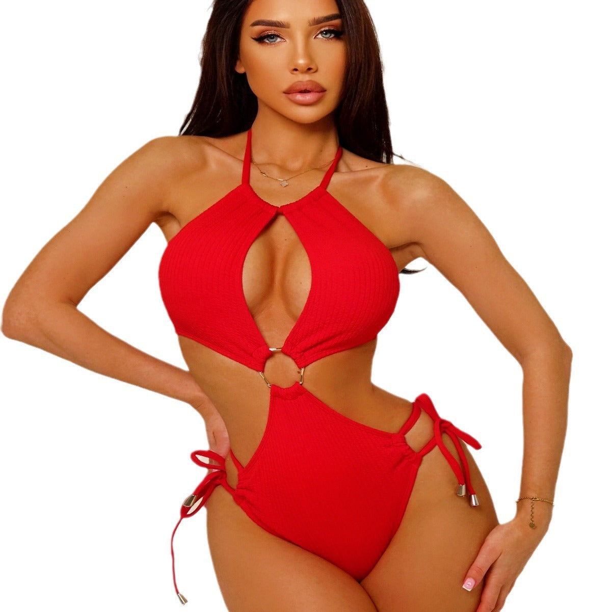 Damen Hochklassiger Cut-Out Badeanzug mit raffinierter Schnürdetail W&W