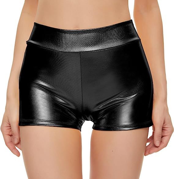 Damen Glänzende Sportshorts mit hohem Bund W&W