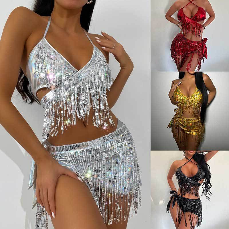 Damen Glitzerndes Fringe-Bikini-Set W&W