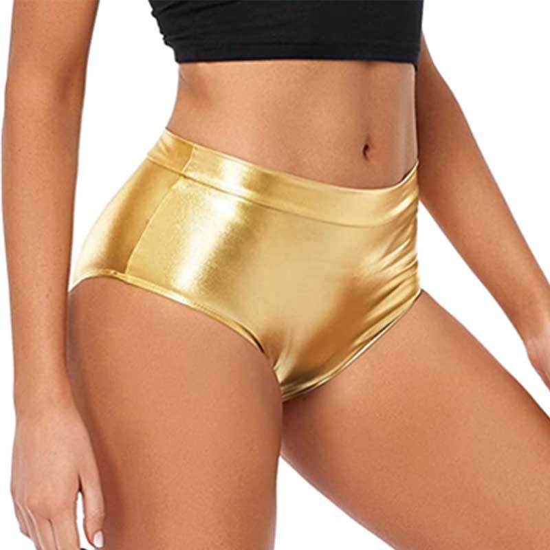 Damen Hochgeschnittene Glanz Bikinihose W&W