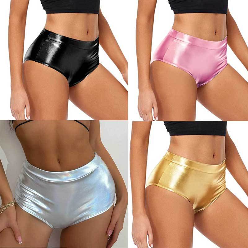Damen Hochgeschnittene Glanz Bikinihose W&W
