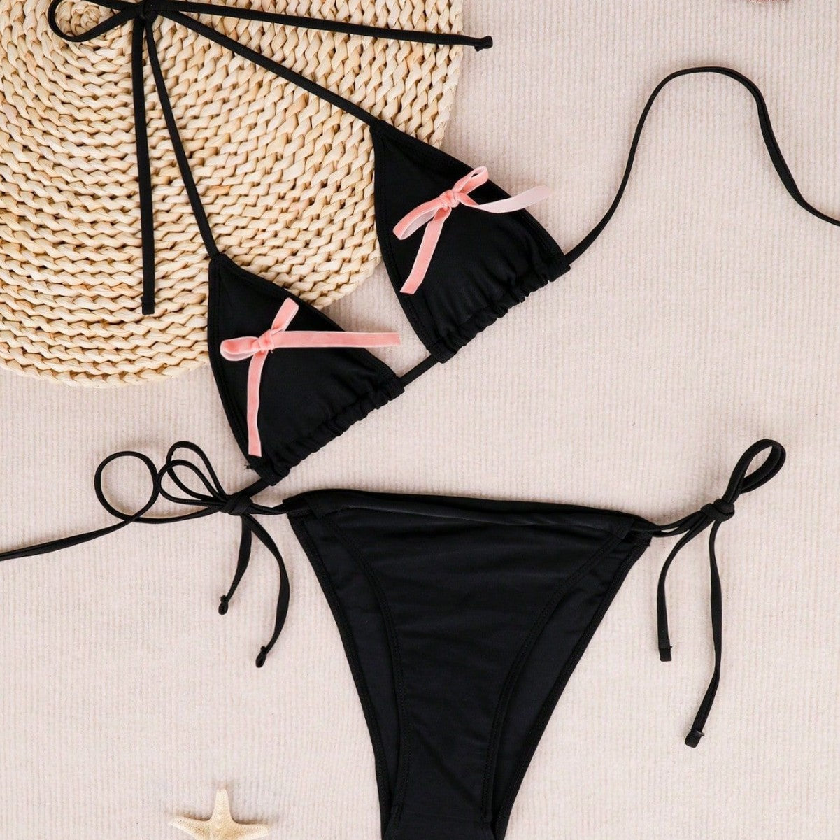 Damen Triangel-Bikini mit verspielten Schleifendetails W&W