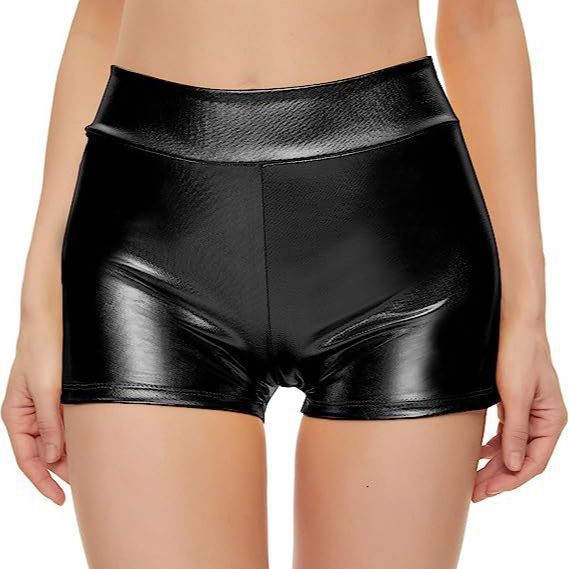 Damen Glänzende Sportshorts mit hohem Bund W&W