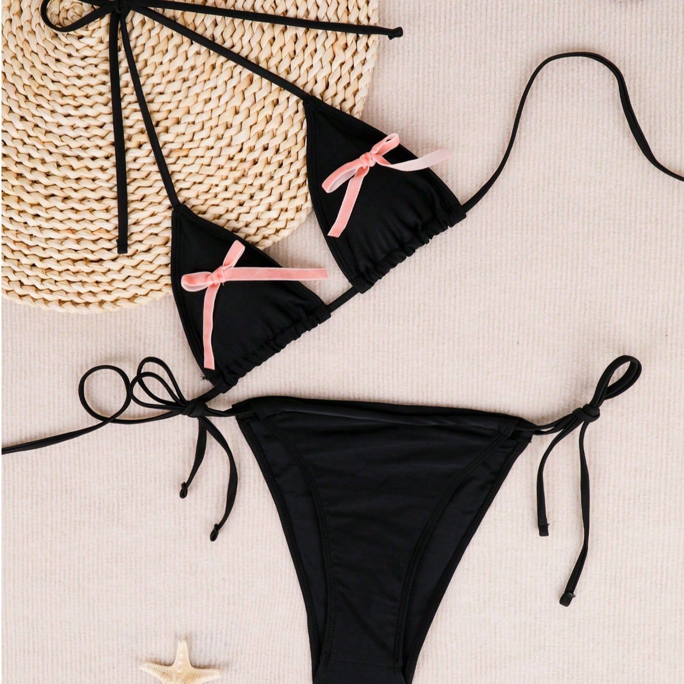 Damen Triangel-Bikini mit verspielten Schleifendetails W&W