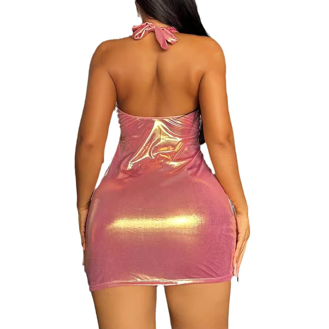 Damen Elegantes Körperbetontes Halterneck Minikleid W&W