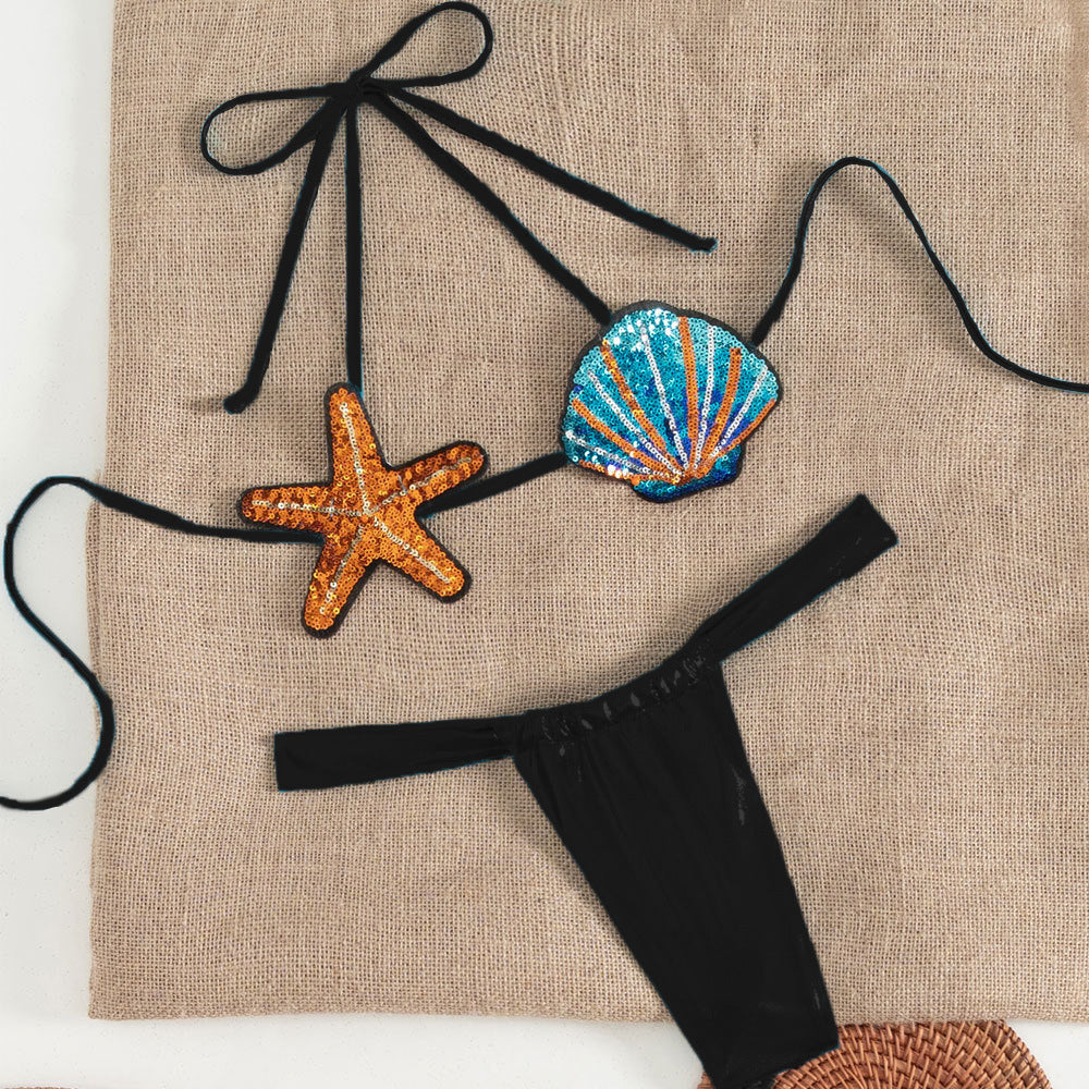 Damen Luxus-Bikini-Set mit Glitzer-Design W&W