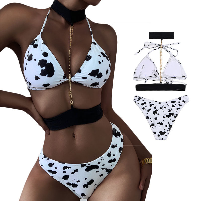 Damen Triangel-Bikini mit modischem Ketten-Detail und Halsband W&W
