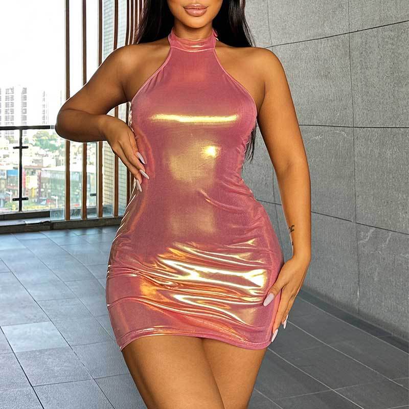Damen Elegantes Körperbetontes Halterneck Minikleid W&W