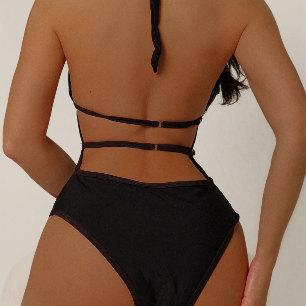 Damen Cut-Out Badeanzug mit transparenten Einsätzen W&W