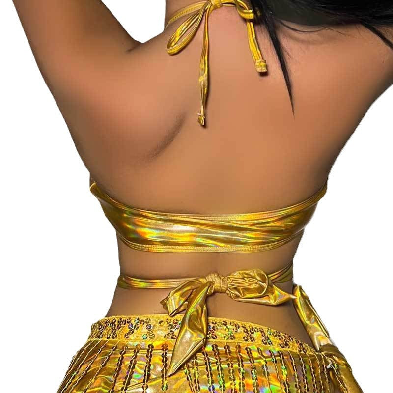 Damen Funkelndes Fransen-Bikini-Oberteil W&W