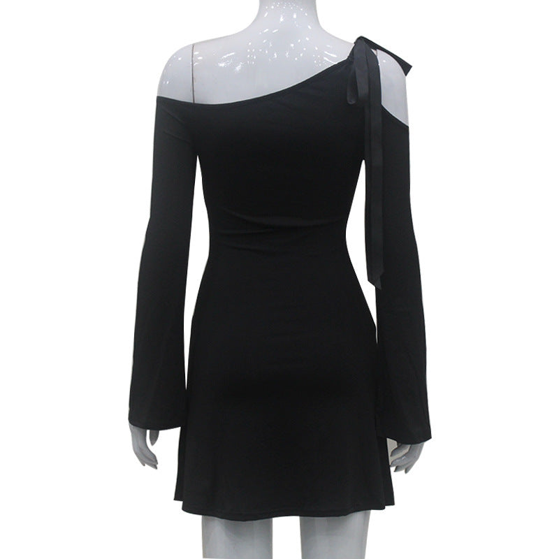 Damen Off-Shoulder Minikleid mit langen Ärmeln und Schleifendetails W&W