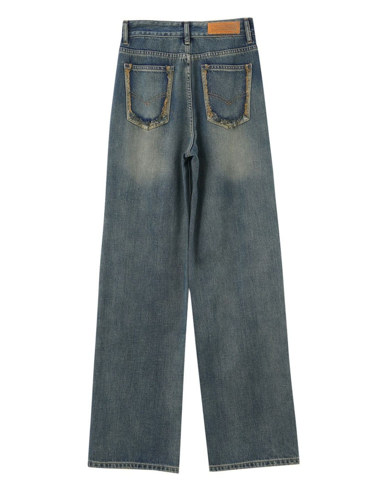 Produktbillede af jeans set forfra med tydelig vask.