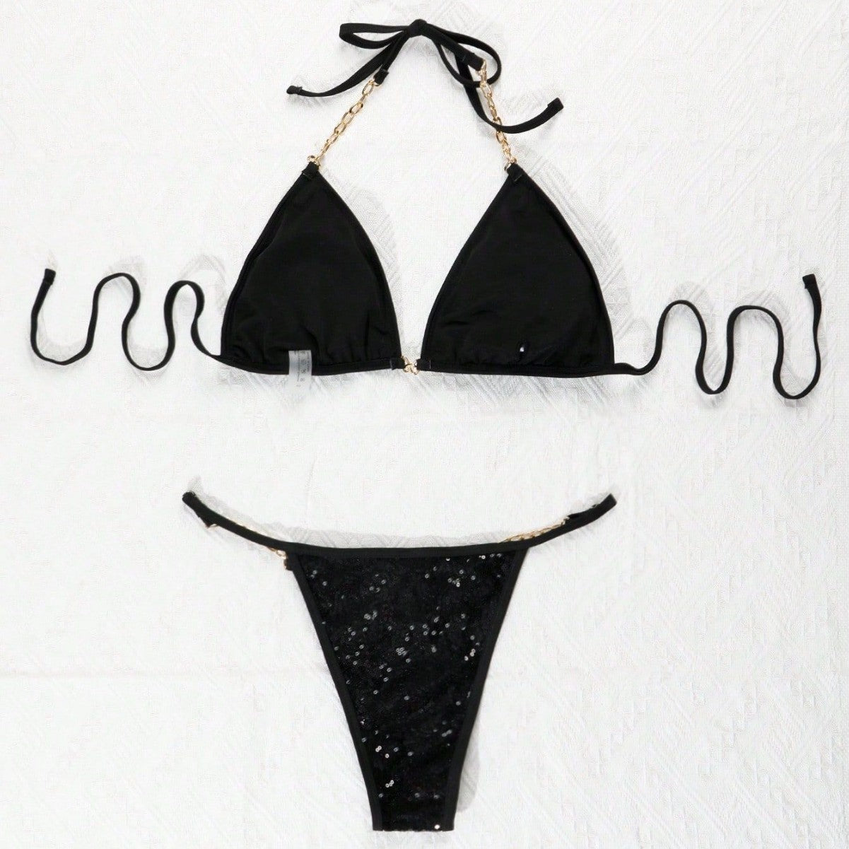Damen Funkelnder Bikini mit elegantem Ketten-Detail W&W